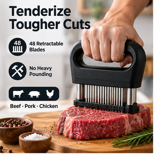 🔥 LAST DAY: 49% OFF — 48-Blade Meat Tenderizer Set — Tenderize Tough Cuts Without Pounding