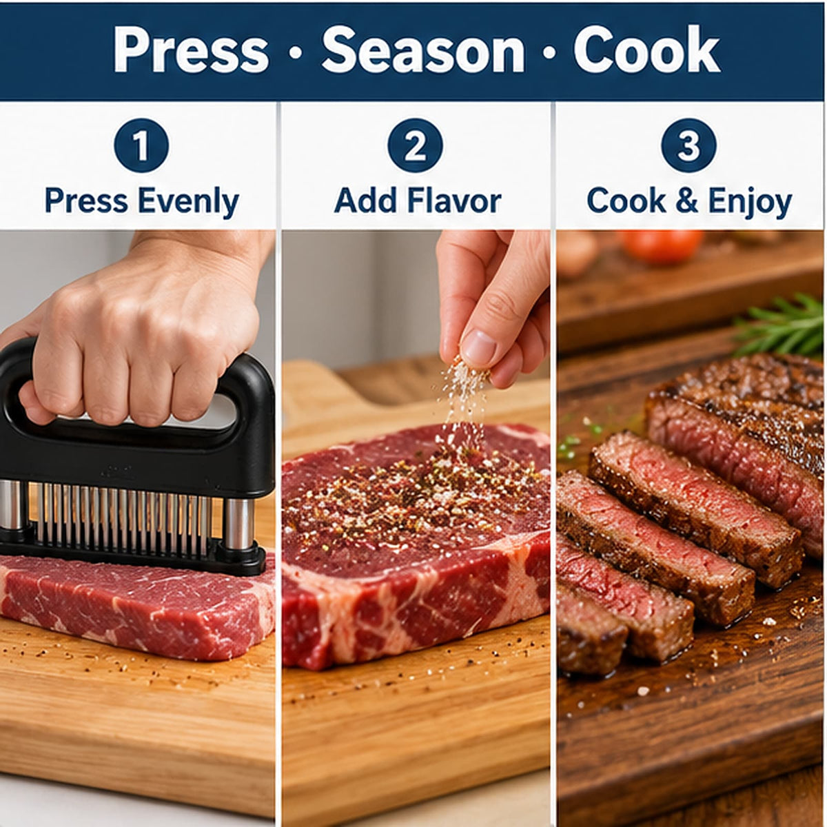 🔥 LAST DAY: 49% OFF — 48-Blade Meat Tenderizer Set — Tenderize Tough Cuts Without Pounding
