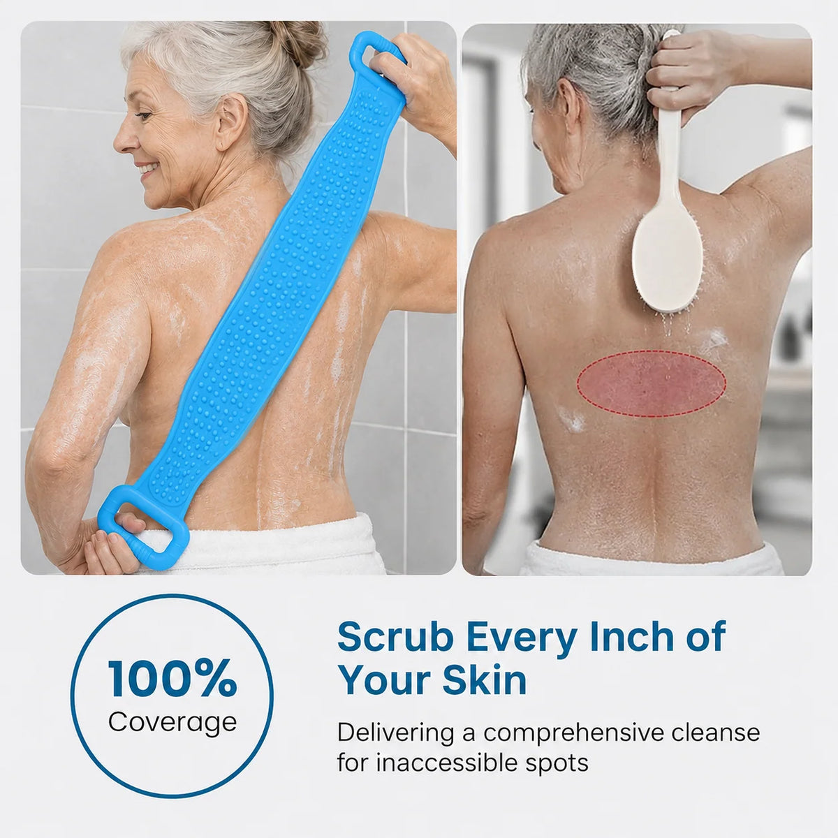 🛁 Limited-Time 49% OFF — 99.9% Antibacterial Silicone Back Scrubber 💦