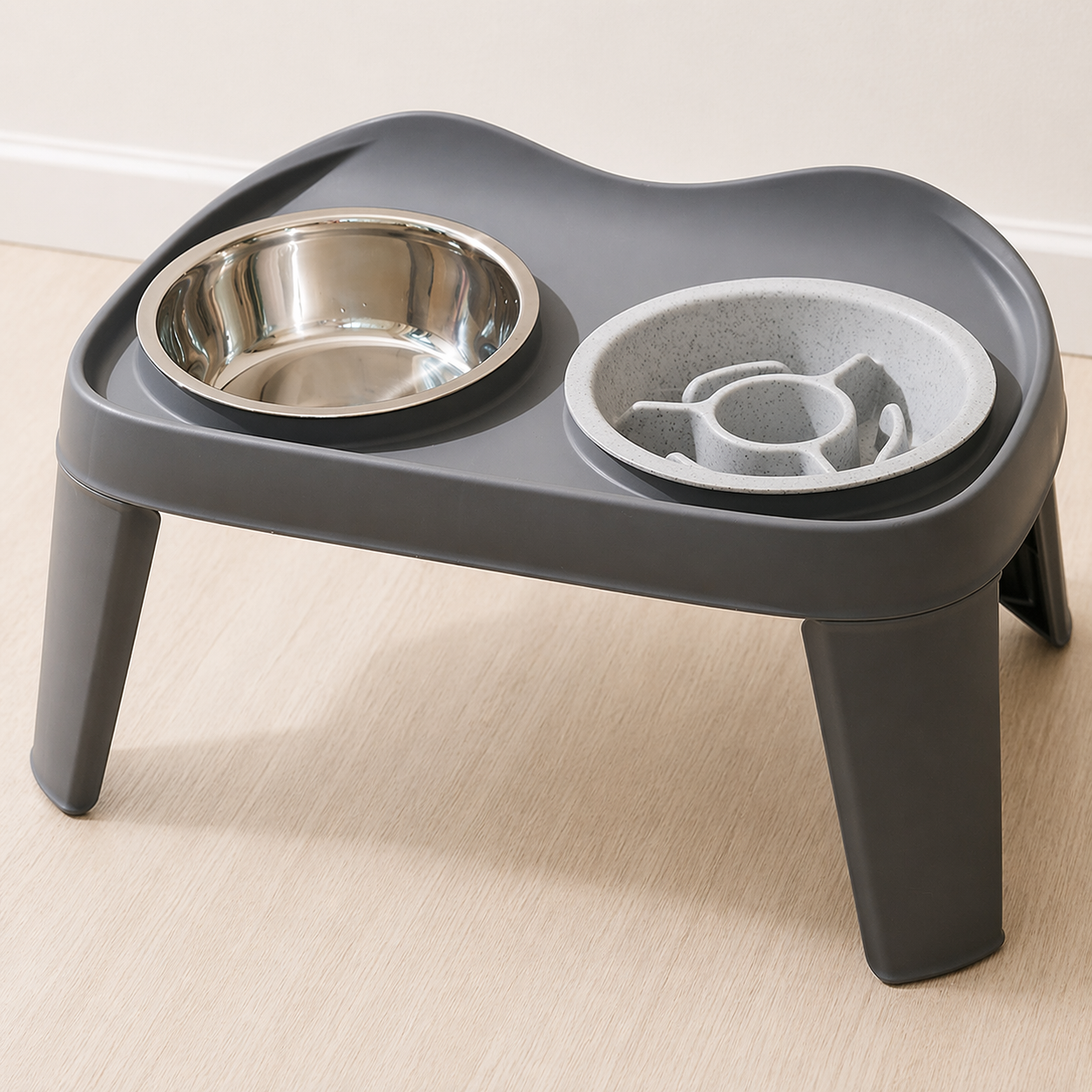 Elevated Dog Feeding Station with Stainless Steel Bowls