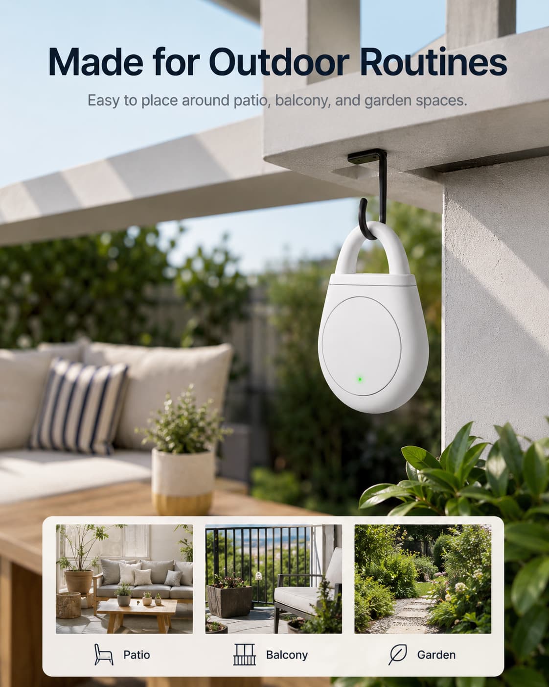 AeroGuard hanging from a stable outdoor patio structure