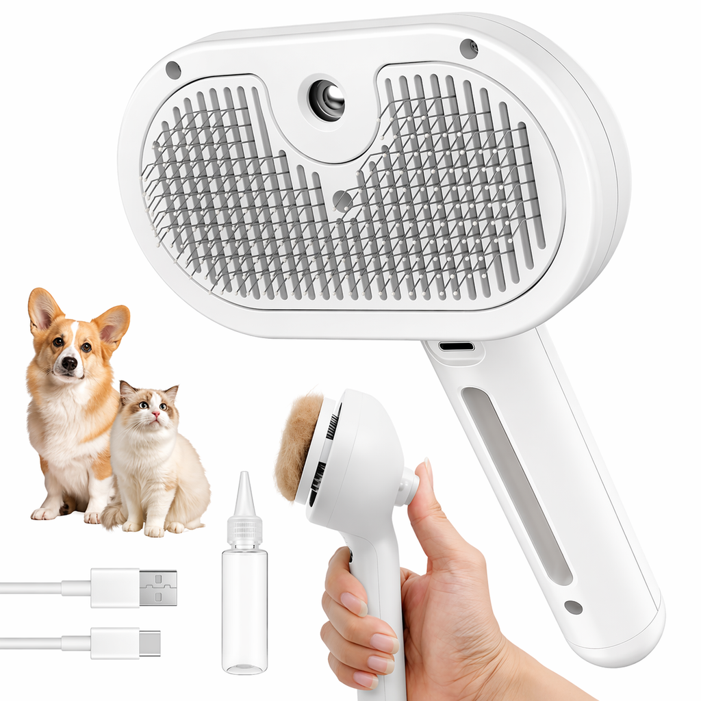 USB Rechargeable Pet Spray Grooming Brush